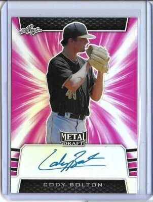 2019 Leaf Metal CODY BOLTON Pink Prismatic Auto RC /20 Pirates #5 Prospect - Image 1 of 2