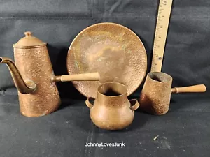 Vintage 60er Recuerdo de Chile gehämmertes Kupfer Lot Töpfe Schale Teller OG Patina - Bild 1 von 6