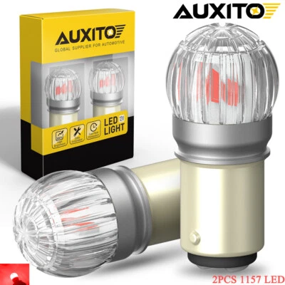 2X AUXITO 1157 2057 Pure Red LED Stop Turn Signal Brake Tail Lights Bulbs BAY15D — 第 1/4 张图片
