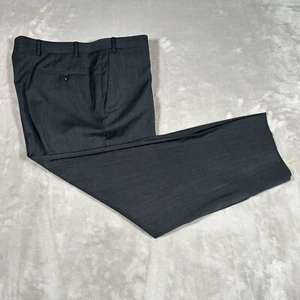 CANALI Current 1934 Solid Grey 100% Wool Luxury Flat Front Pants Trousers - 37 - Picture 1 of 21
