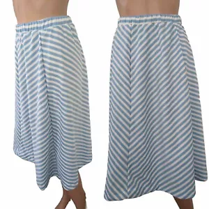 Vintage Striped Skirt Blue White Chevron Casual Polyester S Elastic Waist Preppy - Picture 1 of 9