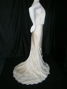 Jenny Yoo Wedding Dress 12 Champagne Fit & Flare Lace Satin Illusion Cap Sleeve - Picture 1 of 23