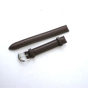 New 10MM-26MM Genuine Leather Watch Band W SS Buckle Black Brown Blue White Red - Picture 1 of 48