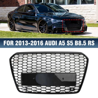Glossy Black For 13-16 Audi A5 S5 B8.5 RS Honeycomb Mesh Grill Front Bumper - Image 1 of 4