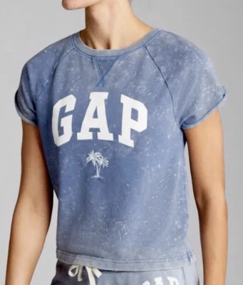GAP Logo French Terry Short Sleeve Pullover size small sweatshirt Tie Dye Blue - Image 1 of 4