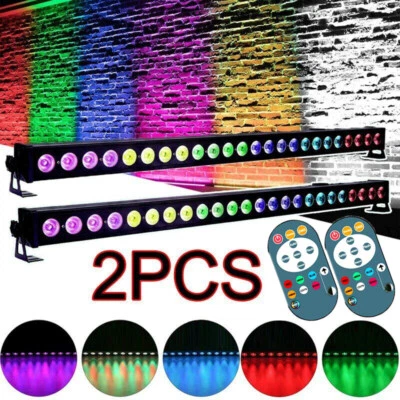 2PCS 24LED RGB Wall Washer Stage light Bar Color Mixing DMX DJ Party Disco Light - Image 1 of 4