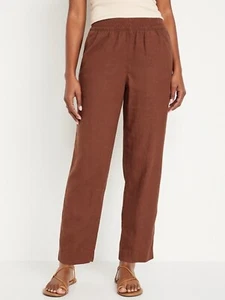 Old Navy Women's High-Waisted Linen-Blend Straight Pants Black Plus Size 4X - Picture 1 of 3