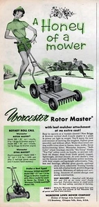Worcester Rotor Master 1954 cortadora de césped anuncio original impreso en color - Imagen 1 de 1