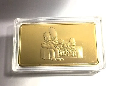 "THE SIMPSONS" Awesome 1 Troy Oz Ingot 999 24k Gold Plated Limited to only 500 - image 1 of 4