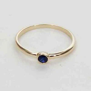 Natürlicher blauer Saphir Edelstein massiv 10k Gelbgold Damenring - Bild 1 von 6