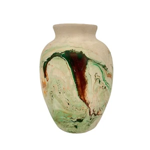 Vintage Nemadji Pottery Vase Art Pottery Swirl Southwestern Signed 6.75" Tall - Picture 1 of 8