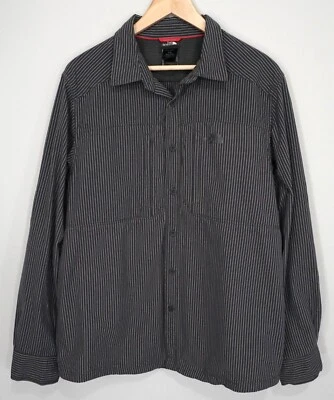 The North Face Mens Gray Striped Zip Pocket Collared Button Up Front Shirt Large - Image 1 of 4