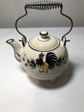 Ceramic Rooster & Flowers Teapot  Decorative With 3 Legs