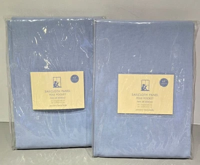 Pottery Barn 儿童帆布面板窗帘浅蓝色杆口袋 63 X 44 窗帘 — 第 1/4 张图片