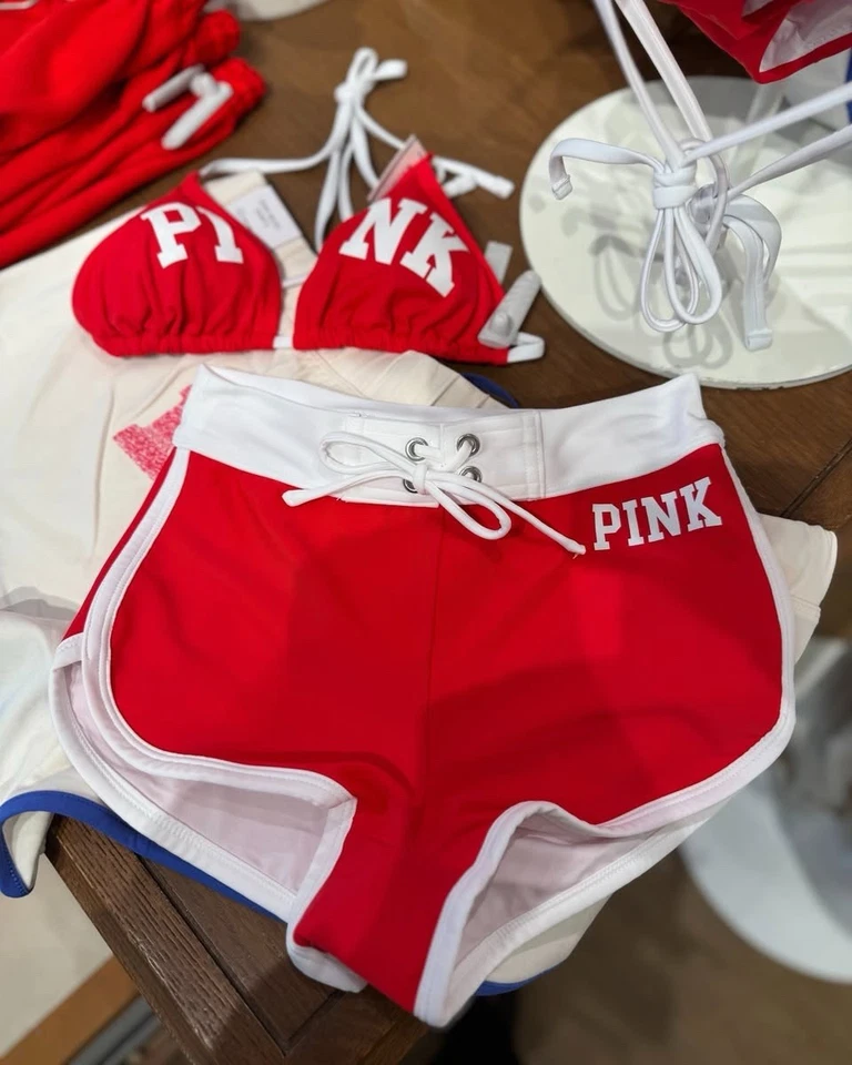 Victoria’s Secret-Micro shorts colegiados femininos-Vermelho e Branco/tamanho G - Imagem 1 de 1