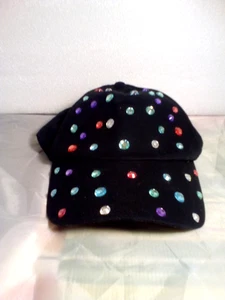 Berretto da baseball donna regolabile nero con strass colorati taglia unica - Foto 1 di 3