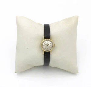 Vintage Omega Automatic Gold Case Black Leather Size 5-6" Wms Watch #WB2541-5 - Picture 1 of 8