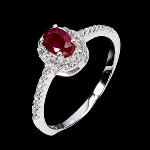 Summer 925 Silver Ring Oval Ruby 6x4mm Topaz Natural Gemstone Jewelry Size 7 - Picture 1 of 13