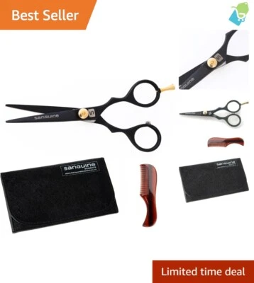 Professional Beard & Mustache Trimming Scissors in Deep Black Alloy Steel - 4.5" - Image 1 of 4