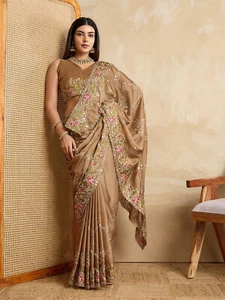 Bollywood Sari Indian Wedding Wear Party Blouse Pakistani Ethnic Designer Saree - Foto 1 di 9