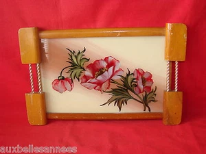 ALTES BEMALTES GLAS TABLETT / VINTAGE - Bild 1 von 5