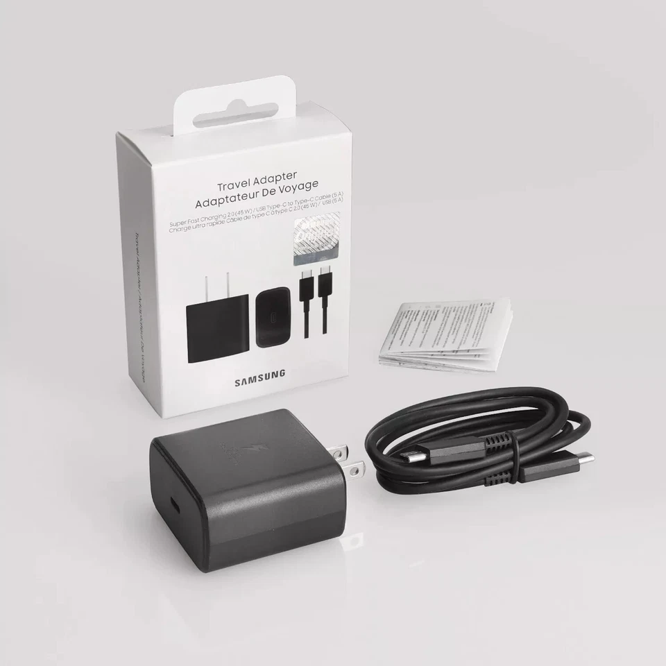 Samsung Original 45W Super Fast Charging Charger USB-C 5A Cable S23 S23 Ultra
