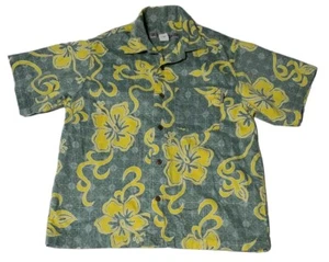 BILLABONG Button Down Floral Short Sleeve Yellow Gray Shirt Kids Size M Medium - Picture 1 of 4