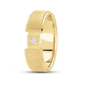 14k Gold, 0.07ct. Brilliant Round Diamond Fancy Design Men's Wedding Band Ring - Picture 1 of 1