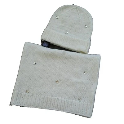 Victoria's Secret 围巾和豆帽针织象牙白亮片针织均码  — 第 1/4 张图片