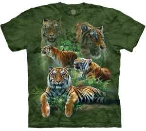 Jungle Tigers Exotic Tiger King Mountain Cat Animal Green T-Shirt Adult S-4X - Picture 1 of 6