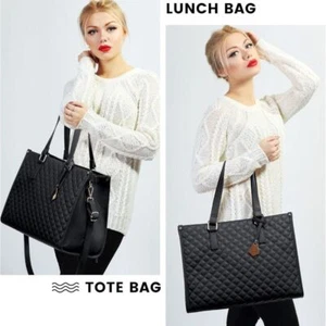 2 in 1 Lunch Tote Bag for Women Large Capacity Computer Handbag Business - Picture 1 of 14