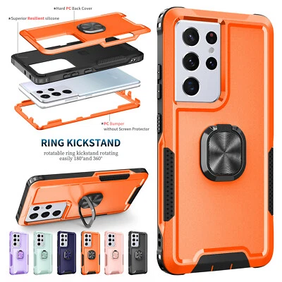 For Samsung S23 Ultra S22 S21 Note 20 A14 Heavy Duty Ring Holder Shockproof Case - Image 1 of 4