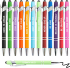 12 Pieces Insprational Quotes Ballpoint Pens with Screens Touch Stylus Tips for 