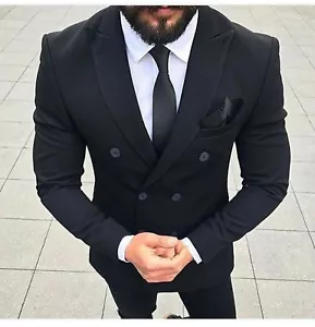 Special Gift For Him Black Suit Designer Wedding Casual Dinner Suit (Coat+Pants) - Picture 1 of 3
