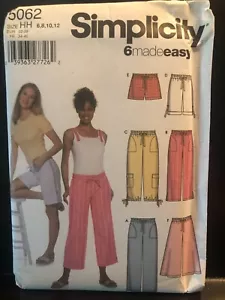 Simplicity Pattern 5062 MISSES PANTS SHORTS SPLIT SKIRT Sz 6-12 Capri Gauchos - Picture 1 of 2