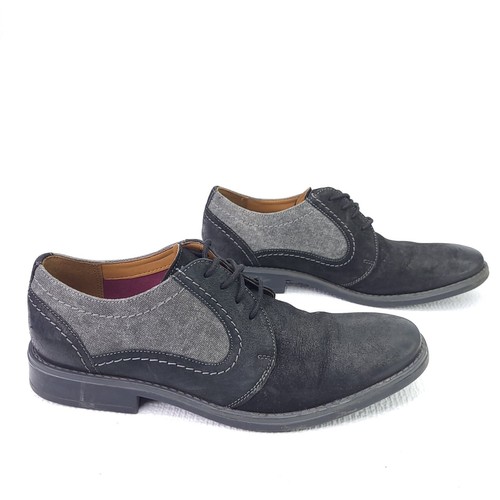Scarpe eleganti stringate Clarks Ortholite Oxfords nere grigio colore a blocchi da uomo taglia 8