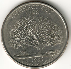 USA - 1999D - Washington ¼ $ - Connecticut - Error - Weak Strike "Oak" - #15590 - Picture 1 of 2
