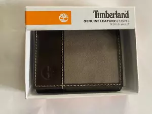 Timberland Men's Baseline Canvas-Genuine Leather Passcase Wallet - Imagen 1 de 3