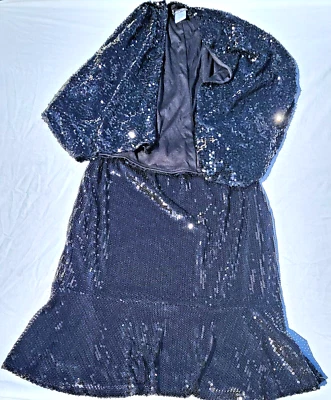 Slinky Brand Sequin Set Open Cardigan Women's Top Medium Large Skirt Small Retro - Image 1 of 4
