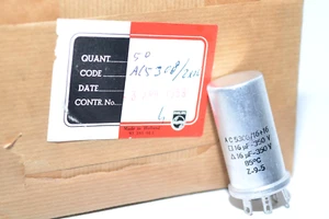1958: Vintage Elyt Kondensator Philips Zurich Typ AC5308, 16 +16 μF / 350 V, NOS - Bild 1 von 8