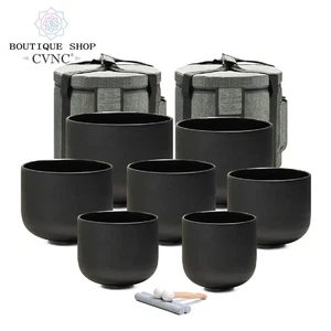 CVNC 432HZ 6-12" Black Quartz Crystal Singing Bowls Set Sound Bath Reiki - Picture 1 of 8