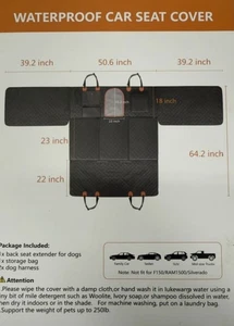 Dog Car Seat Cover for Back Seat, 100% Waterproof, Sedans, SUVs, Mid Size Truck - Picture 1 of 4