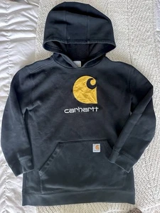 Carhartt Boys size L (14/16) Black with Yellow Logo Hoodie - Picture 1 of 7
