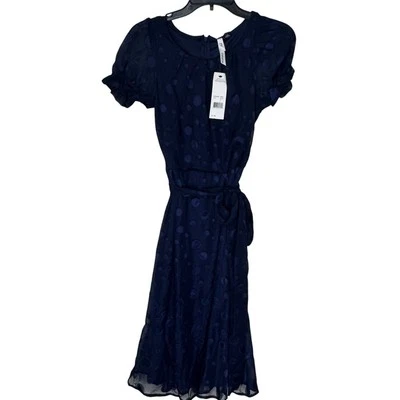 NY Collection Womens Midi Fit & Flare Dress Size Petite Medium Navy Coquette New - Image 1 of 4