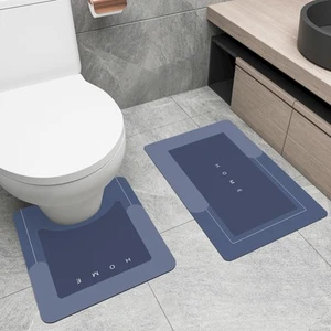 2Pcs Bathroom Mats and Toilet Rugs U Shaped Set Non Slip Quick Dry Toilet Mat Ba - Picture 1 of 8