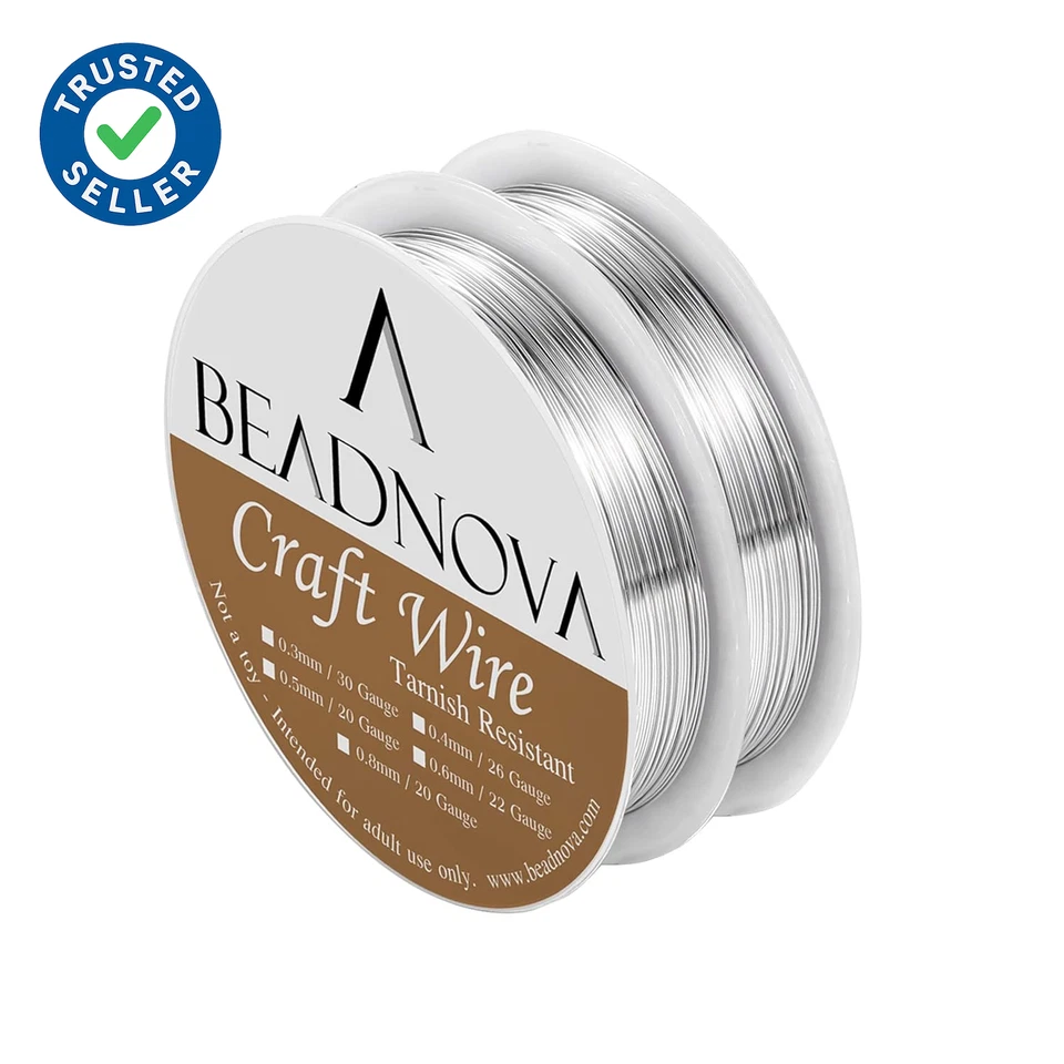 BEADNOVA Bare Copper Wire Tarnish Resistant Jewelry Making Wire (Silver Plated