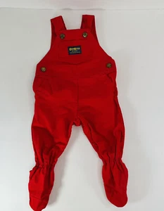 Vintage Oshkosh Red Baby Vestbak Overall Footed Pants USA Size 3/6 Months - Picture 1 of 9