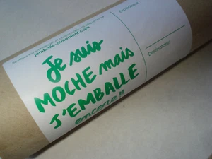 Lot de 100 étiquettes "Je suis MOCHE mais J'EMBALLE encore! Recyclage emballage - Picture 1 of 3
