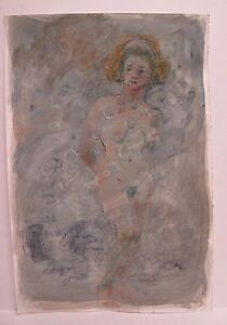 Lois Davis Abstract Nude Female Watercolor Paper Listed Indiana Artist 22 x 15
