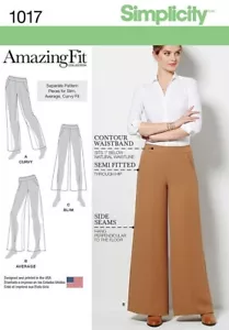 Pantalones de pierna ancha Simplicity 1017 AMAZING FIT para mujer en patrón de 2 longitudes talla 6-14 - Imagen 1 de 5